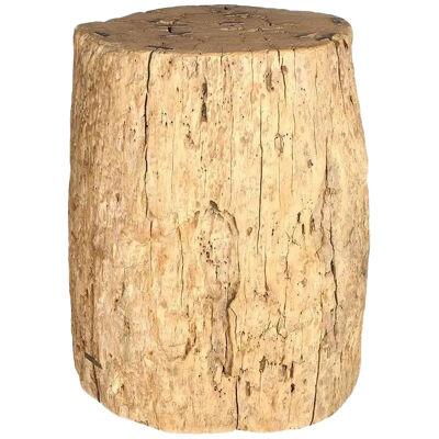 Weathered Teak Wood End Table with Staple Cleat Accents