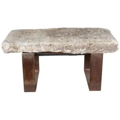 Chalkstone Side Table with Weathered Metal Base