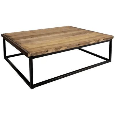 Hardwood Baking Pallet Top on Metal Base Coffee Table