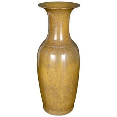 Glossy Ceramic Mustard Trumpet Vase