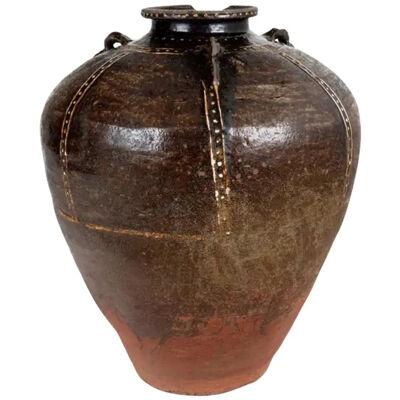 Monumental Cracked Chinese Oil Jar with Repairs