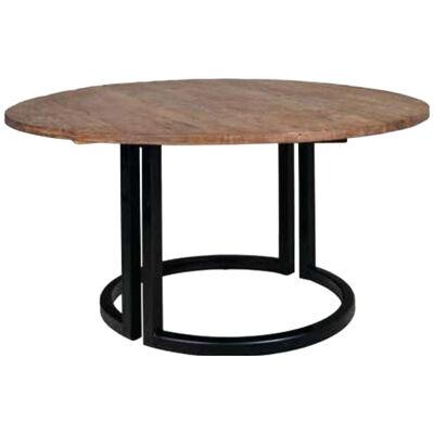 Reclaimed Elm Wood Table w/ Metal Base 