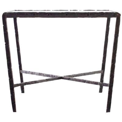 Hammered Steel Bronze Patina End Table. Lagos Azul