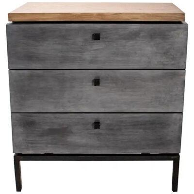 Pewter Zinc Three-Drawer Bedside Table