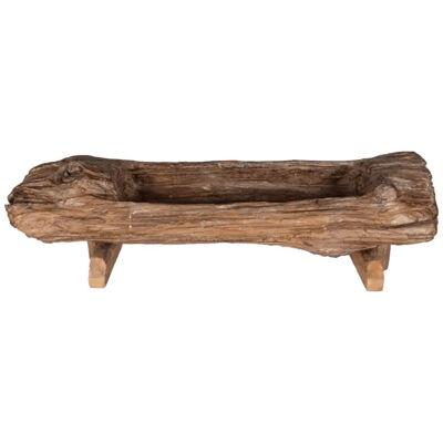 Primitive Hand Hewn Wooden through with Stand
