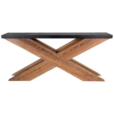 Double X Base Console Table with Stone Top