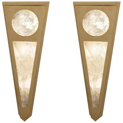 Rock Crystal Gold Wall Light Moon Model II by Alexandre Vossion