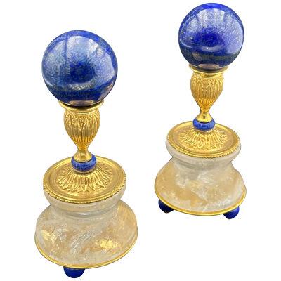 Pair of Lapis Lazuli Spheres by Alexandre Vossion