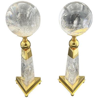Pair of Rock Crystal Spheres by Alexandre Vossion