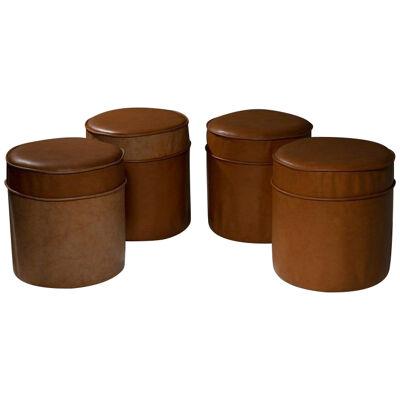 Set of Four Leather Stools