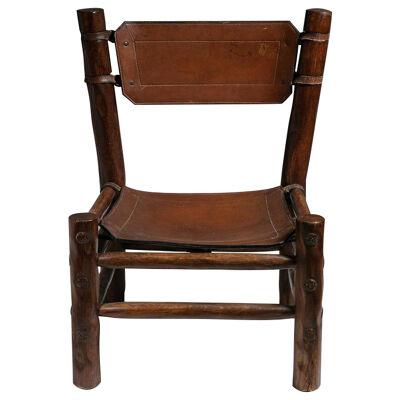 Rare Leather and Chestnut Easy Chair by Longhi