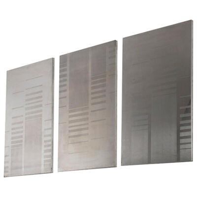 Set of Three Steel Oxidized Wall Panels