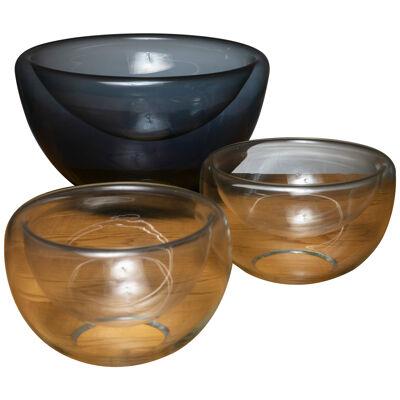 Set of Three 70s Vistosi Glass Bowls
