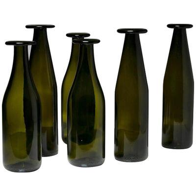 Set of 6 Green Glass Bottles by Jasper Morrison for Cappellini