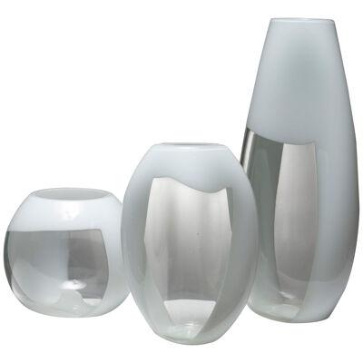 Set of Three Glass Vases Manufactured by Vetreria Vistosi