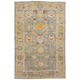 Oversize Contemporary Sultanabad Wool Rug Handmade In Blue