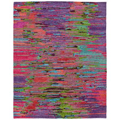 Abstract Modern Handmade Texture Wool Rug With Multicolor Field