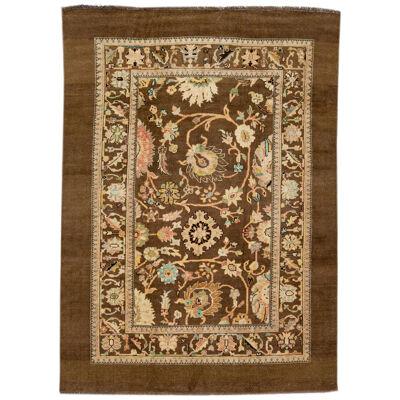 Mid-Century Modern Islamic Style Handmade Brown Wool Rug by Apadana