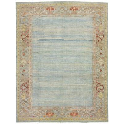 Modern Blue Sultanabad Wool Rug With Floral Motif