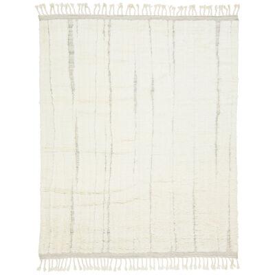 Contemporary Natural Handmade Moroccan-Style Wool Rug In Ivory by Apadana