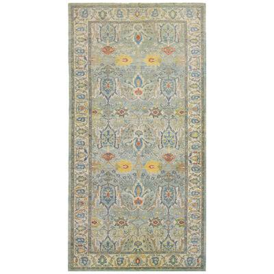 Handmade Sultanabad Gallery Wool Rug With Floral Motif In Blue