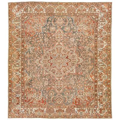 Peach Persian Medallion Bakhtiari Wool Rug was handcrafted in the 1920s