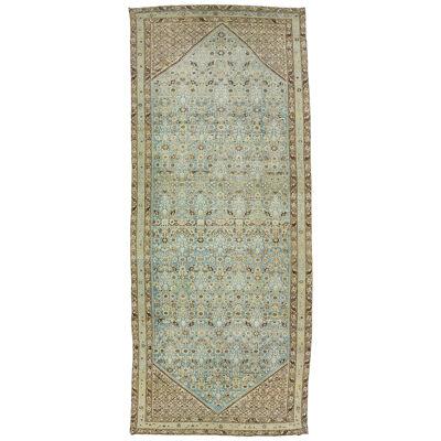 Handmade Antique Persian Malayer Wool Rug In Blue With Allover Motif