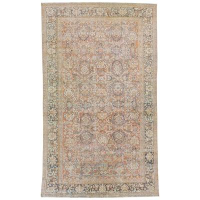 Oversize Antique Persian Mahal Wool Rug with Allover Orange/Rust Field