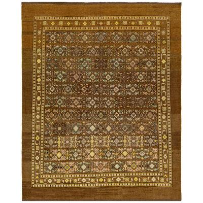 Mid-Century Modern Islamic Style Handmade Allover Brown Wool Rug by Apadana
