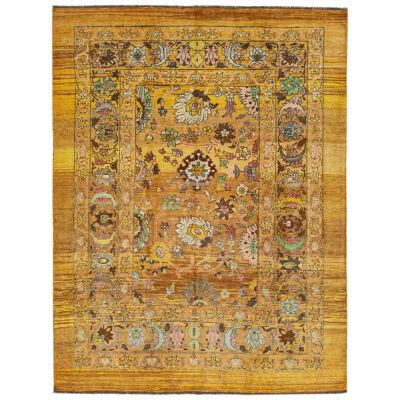 Mid-Century Modern Islamic Style Handmade Wool Rug with Floral Design by Apadana