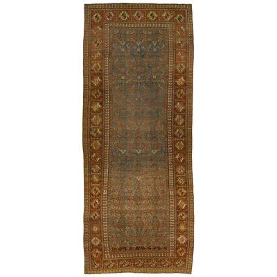 1900s Antique Persian Bidjar Wool Runner in Blue With Allover Floral Motif