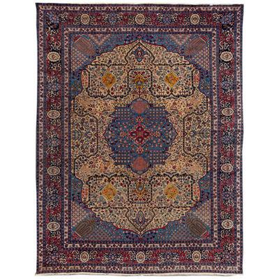 Classic Handmade Antique Persian Tabriz Wool Rug with Allover Design