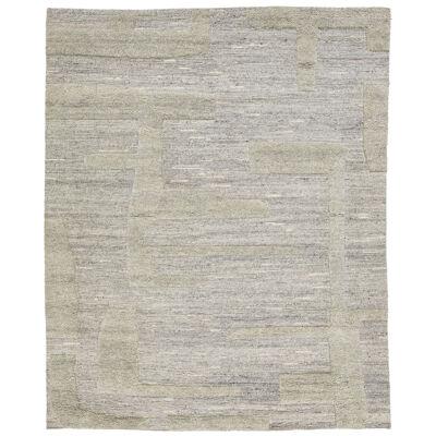 Contemporary Geometric Wool Rug Moroccan-Style In Natural Gray By Apadana