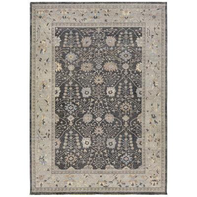 Allover Modern Mahal Indian Wool Rug In Charcoal Color by Apadana