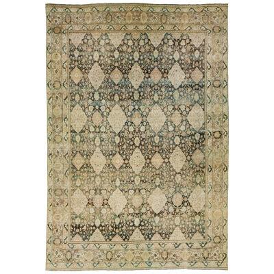 Allover Floral Designed Wool Rug Antique Persian Kerman from The 1900s