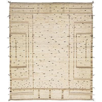 Contemporary Wool Rug Moroccan Style With a Tribal Motif In a Light Brown
