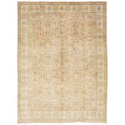 Beige Allover Designed Antique Wool Rug Persian Mahal From 1910s