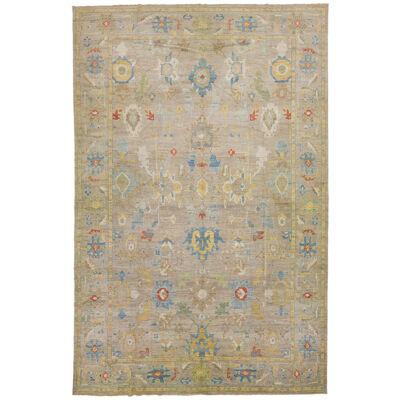 Oversize Sultanabad Wool Rug Handmade With Allover Floral Motif