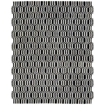 Hand-Tufted Modern Wool Rug with Freestyle’s Crisp Graphic Pattern By Apadana