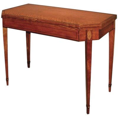 Antique late 18th century Sheraton period satinwood card table.