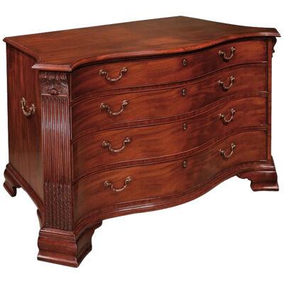 18th Century Chippendale Period Mahogany Serpentine Commode