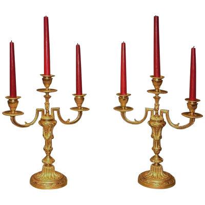 Pair of French Louis XVI style 3 light Candelabra.