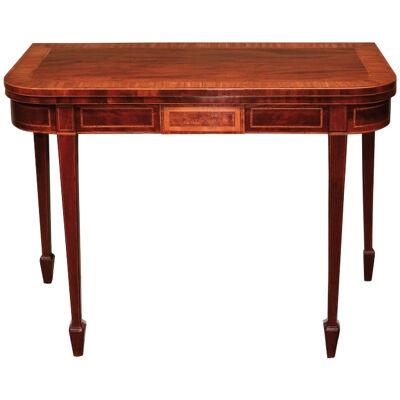 A George III period mahogany and satinwood card table