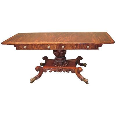 Regency period mahogany Sofa Table on pedestal base.