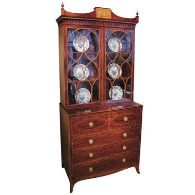 Late 18th Century well figured mahogany Secretaire Bookcase