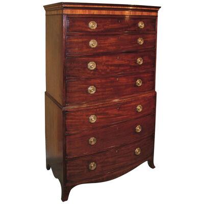 Antique late 18th Century mahogany bow-fronted Tallboy.