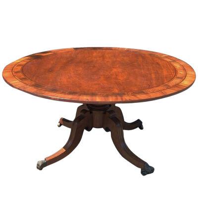 A Regency period mahogany and rosewood breakfast table