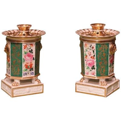 Pair 19th Century porcelain parfumiers
