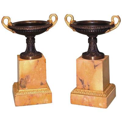 Antique pair of 19th Century bronze and ormolu Tazzas.