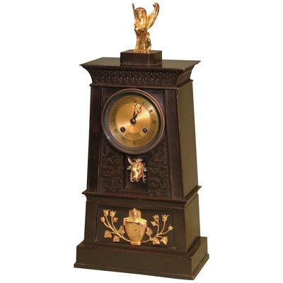 A French bronze and ormolu Egyptian style Clock